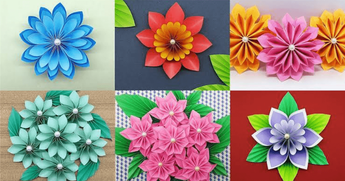 Gambar Kerajinan Kolase Bunga Dari Kertas Origami Foto Batik